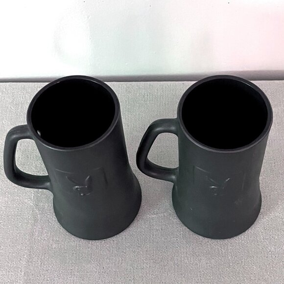 Playboy Bunny Club Set of 2 VINTAGE 1960s Beer Mug Tankard Black Matte - Picture 4 of 5